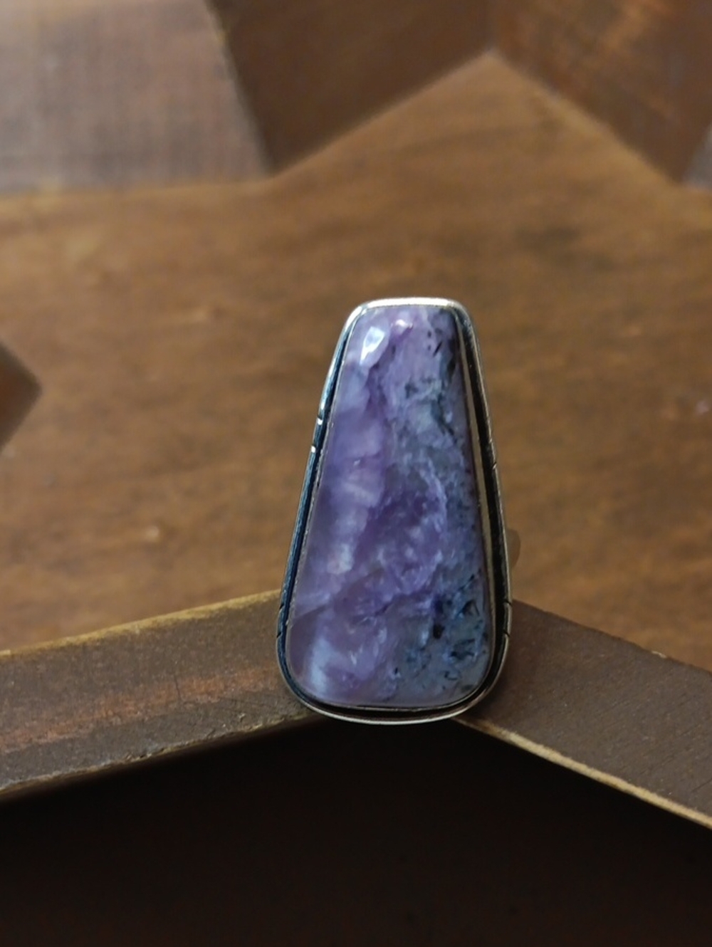 Purple Stone Silver-Tone Statement Ring - Women Jewelry